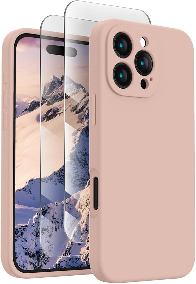 FireNova Designed for iPhone 16 Pro Max Case, Silicone Upgraded [Camera Protection] Phone Case, Soft Anti-Scratch Microfiber Lining Inside, 2024, Pinksand