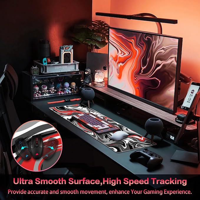 Canjoy Gaming Mouse Pad, Fluid Pattern Mouse Pad 31.5x11.8inch Large Extended Computer Mouse Mat Keyboard Full Desk Mousepad for Gaming, Office, Home