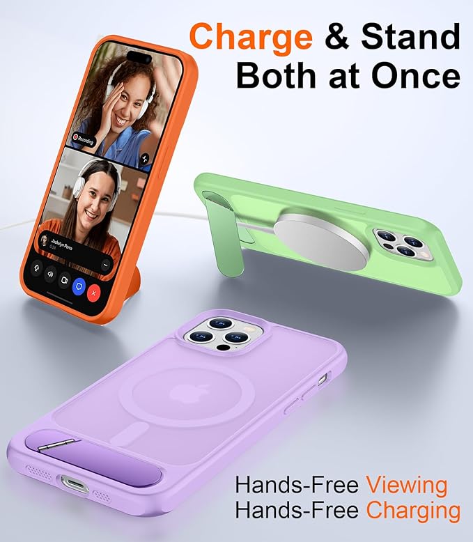 Magnetic Compatible with iPhone 12 Pro Max Case, [Built-in Invisible Kickstand][Compatible with MagSafe][Military Grade Shockproof] Slim Translucent Matte Phone Case for iPhone 12 Pro Max 6.7"