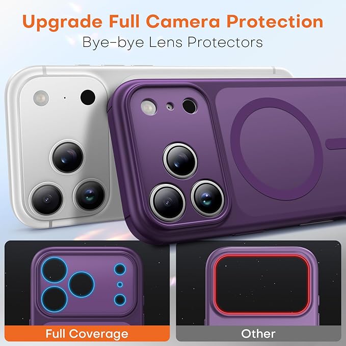 TAURI for iPhone 17 Pro Case, Compatible with MagSafe, (Full Camera Protection) Camera Control Cover Solid-Color Matte Magnetic Phone Case for 17 Pro 6.3", Purple