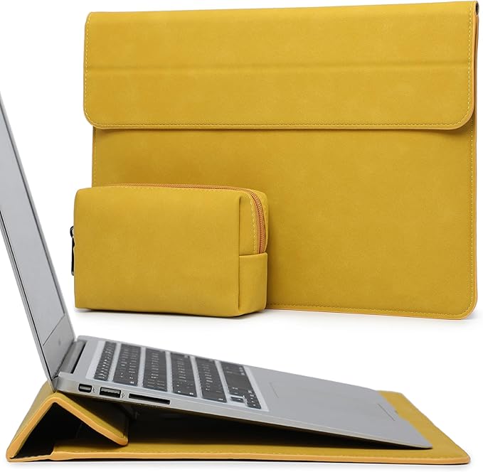 HYZUO 13 Inch Laptop Case Sleeve with Stand for 2026-2018 MacBook Air 13 M5 M4 M3 M2 M1, 2026 13" MacBook Neo, 2026-2016 MacBook Pro 13 M2 M1, iPad Pro/Air 13, Surface Pro 12-3, XPS 13, Olive Yellow
