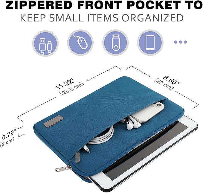 MoKo 9-11 Inch Tablet Sleeve Bag Carrying Case Fits New 11 inch iPad Air M3, iPad A16 2025, iPad Pro 11 M4/Air M2, iPad Air 5/4/3th, iPad 10/9/8/7th, Peacock Blue