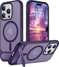 Magnetic Compatible with iPhone 15 Pro Case, [Built-in Invisible Kickstand][Compatible with MagSafe] [Military Grade Shockproof] Slim Translucent Matte Phone Case for iPhone 15 Pro 6.1"
