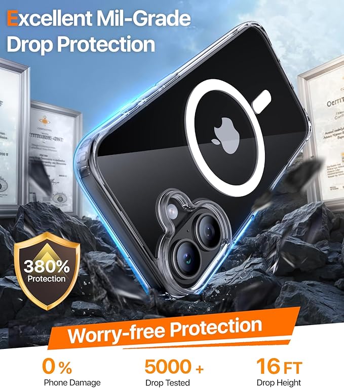 Magnetic for iPhone 17 Case,[Anti-Slip][Compatible with MagSafe][Military Grade Drop Protection] Shockproof Protective Translucent Matte Phone Case for iPhone 17 Case,Clear