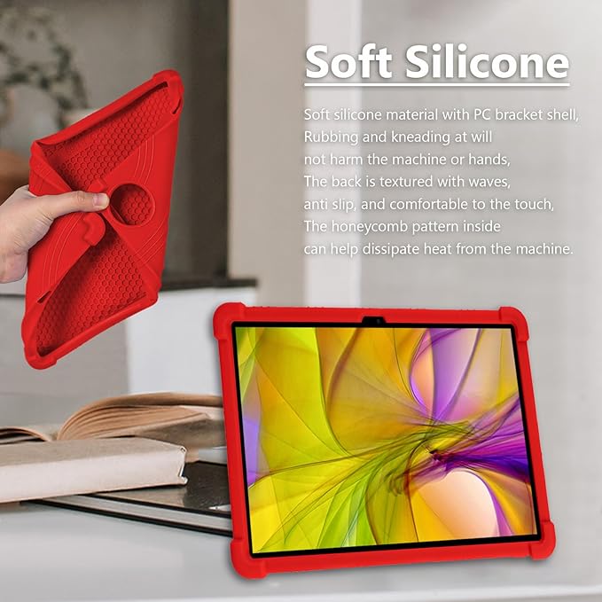 ATOOZ for DOOGEE U11 Case 11 Inch,Soft Silicone Kids Case for DOOGEE U11 Pro Tablet 2025/Teclast P50 Tablet with Stand (Red)