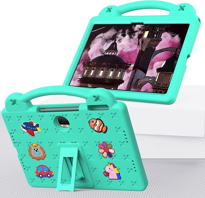 AKABEILA Compatible with Honor Pad 9 2023 12.1 inch Tablet Case, Kids Friendly Universal Lightweight Shockproof Protective Case with Shoulder Strap & Stand Handle Mint Green