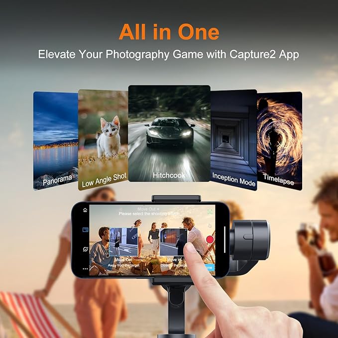 Gimbal Stabilizer for iPhone, Phone Gimbal w/Focus Wheel Face Tracking for 16 15 Pro Max Android 3-Axis Phone Stabilizer for Video Recording Vlog