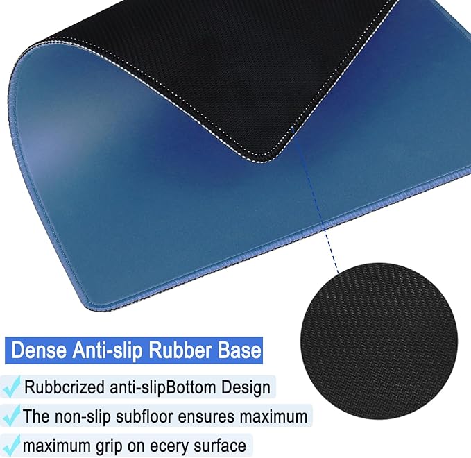 Mousepad, Large Gaming Mouse Pad with Double Stitched Edges, 14.9 x 11.7 inches Premium-Textured & Waterproof Mousepad, Nonslip Natural Rubber Base Mouse pad for Laptop,Computer, Office, Blue