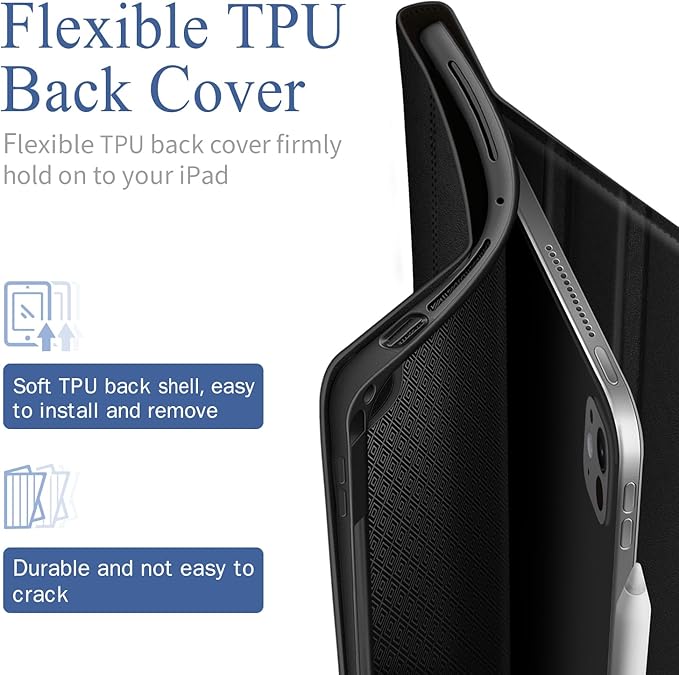 Antbox for iPad Pro 13 Inch Case M5 2025/M4 2024, Built-in Pencil Holder, Supports Pencil Pro/(USB-C), Auto Sleep/Wake Function PU Leather (Black)