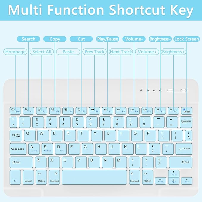 TaIYanG Keyboard Case for iPad Pro 11-inch M5/M4(2025/2024)- Detachable Magnetic Bluetooth Keyboard Case with Pencil Holder - Flip Stand Cover for iPad Pro 11 Inch 2024, Light Blue