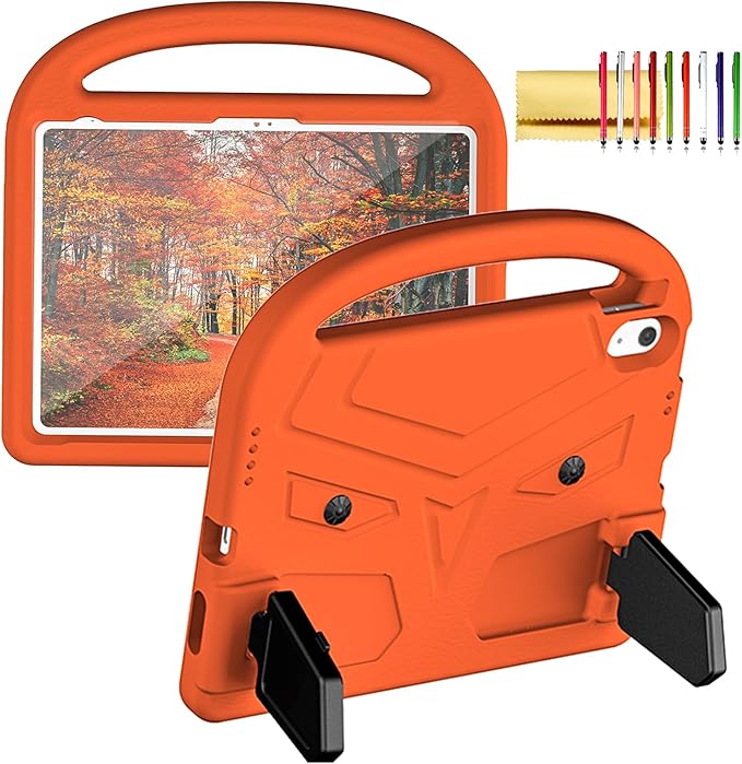 Dteck for iPad 10th Generation Case Kids 10.9 Inch 2022, Durable Lightweight Shockproof Protective Handle Stand EVA Foam Boys Girls Kids Proof Case for iPad 10th Generation 10.9 Inch 2022,Orange