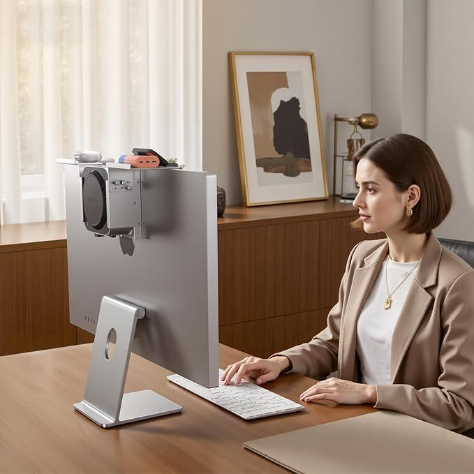 Mac mini M4 Dock & Stand with M.2 NVMe 8TB SSD Enclosure, Macmini M4 Hub with HDMI 4K 60Hz, 3 USB-A 10Gbps for Mac mini M4/M4 Pro 2024, Metal Bracket Holder for Monitor, Desk and VESA Port