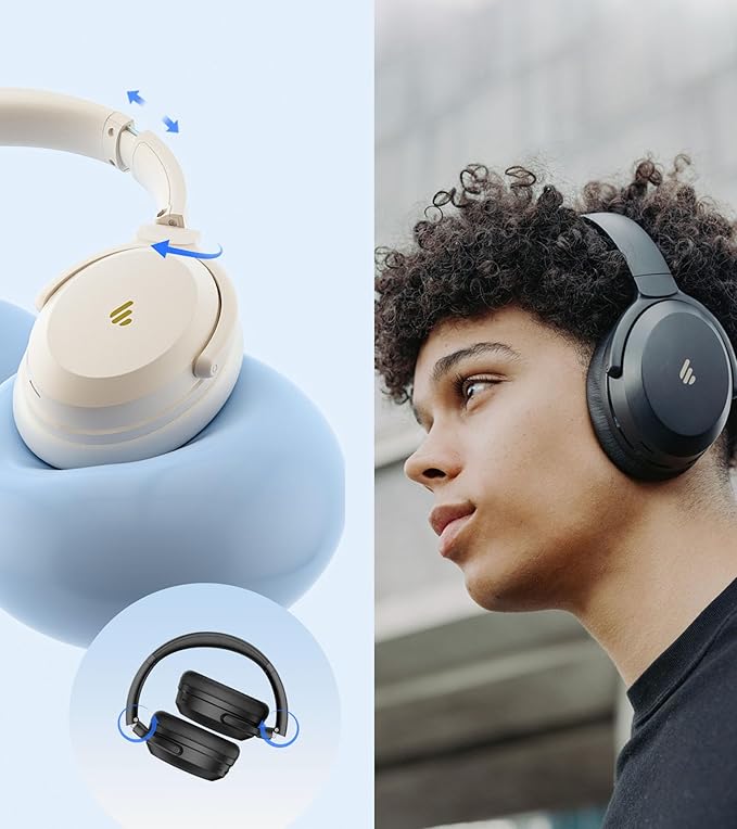 Edifier WH700NB Pro Wireless Over-Ear Headphones with Active Noise Cancellation, Hi-Res Audio, Bluetooth V5.4, Multi-Point Connection, Al Clear Calls, Fast Charging, Foldable - Ivory