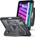 Case for iPad mini6/7,Dual Multi-Angle Adjustable Kickstand Protective Case with Built-in Pencil Holder,Hard Backplate,Black