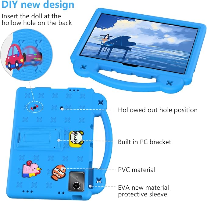 AKABEILA Compatible with Lenovo Tab M11/Tab P11 Plus/Tab P11/Xiaomi Redmi Pad SE(2023) 11 inch Tablet Case, Kids Shockproof Protective Case with Stand Handle for Girl Kid Gift - Sky Blue