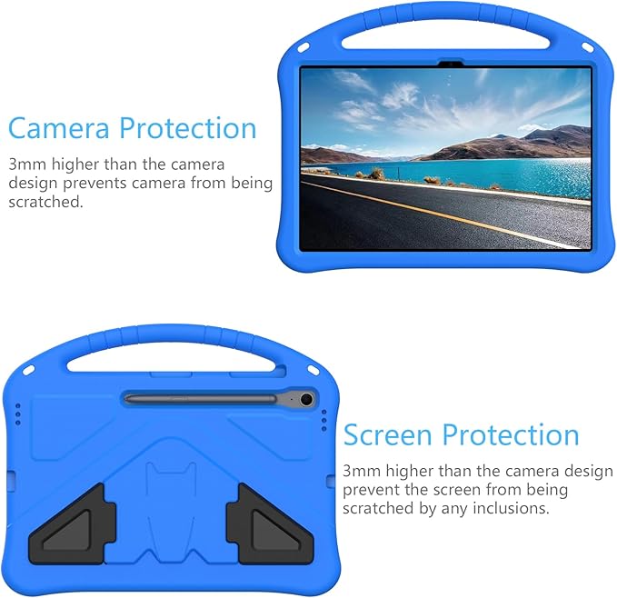 Kids Case for Samsung Galaxy Tab S10 FE+ (Plus) 13.1" 2025, Techcircle Light Weight Shock Proof EVA Foam Handle Rugged Stand Protective Cover, Blue