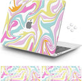 iCasso Compatible with MacBook Air 13 inch Case 2021, 2020-2018 Release M1 A2337 A2179 A1932, Colorful Fluid Protective Hard Shell Case +Keyboard Cover + Screen Protector（Fluid）