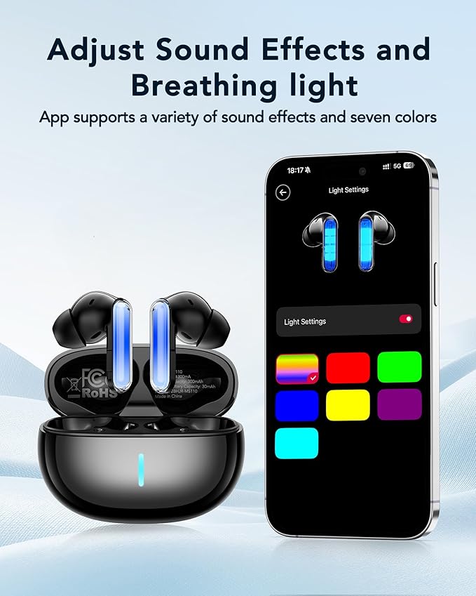 MS110 Wireless Ear Buds,40h Playtime Earbuds with Ai Translation Earbuds Real Time, 6.0 Bluetooth Earbuds,IPX5 Waterproof & Active Noise Cancelling Earphones for Phones/Meeting/Travel/Learning /Sports