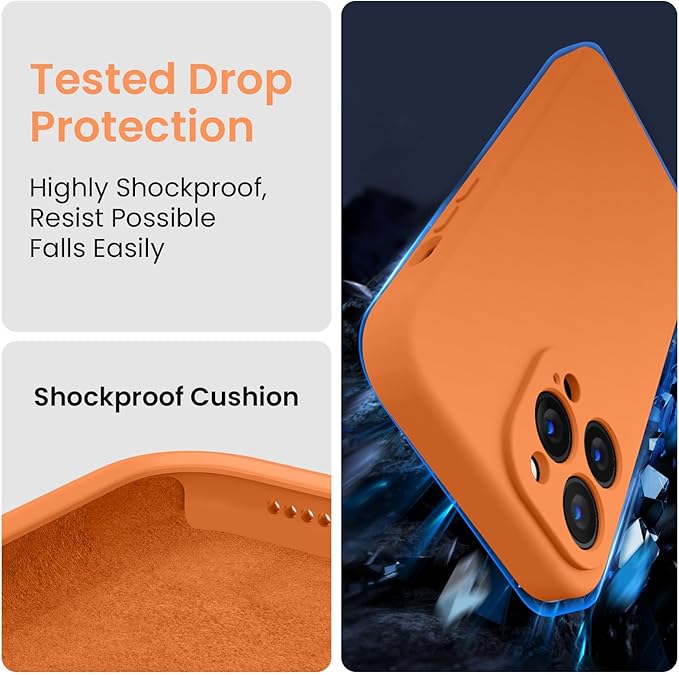 FireNova Designed for iPhone 14 Pro Case, Silicone Upgraded [Camera Protection] Phone Case, Soft Anti-Scratch Microfiber Lining Inside, 6.1 inch,Kumquat