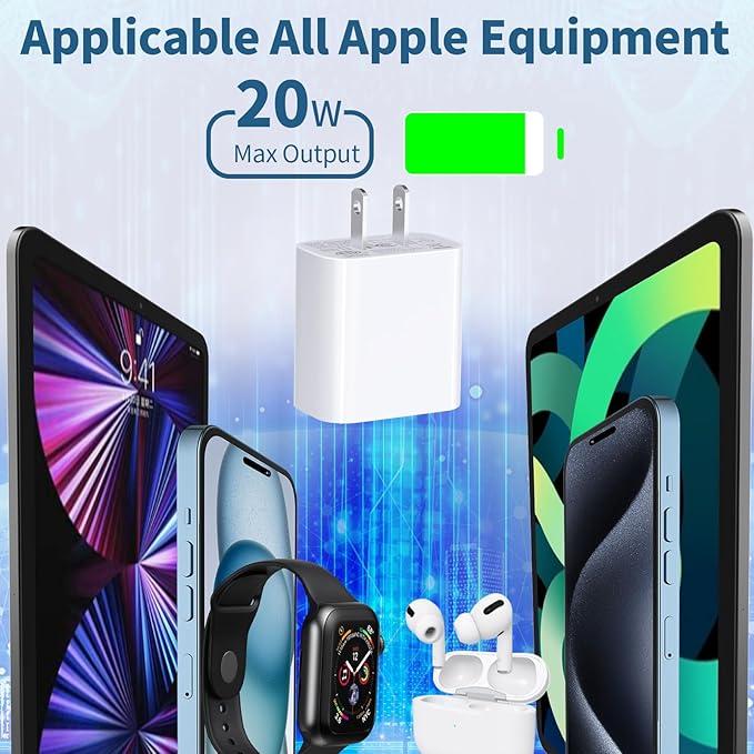 [Apple MFi Certified] iPhone 17 Charger Fast Charging, LANWK 2Pack 20W USB-C Charger Dynamic Power Adapter Type-C Wall Charger + 6FT Type-C Cable for iPhone 17/17 Pro/17 Pro Max/16 Pro/15/iPad/AirPods
