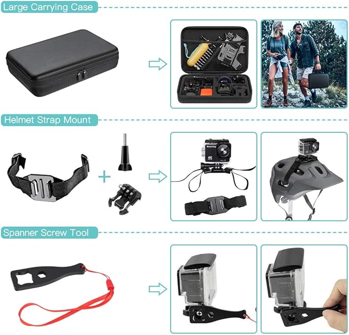 51-in-1 Action Camera Accessories Kit for GoPro Hero 11 10 9 8 Max 7 6 5 4 3 3+ 2 1 Black GoPro 2018 Session Fusion Silver White Insta360 DJI AKASO APEMAN YI Campark XIAOMI Action Camera