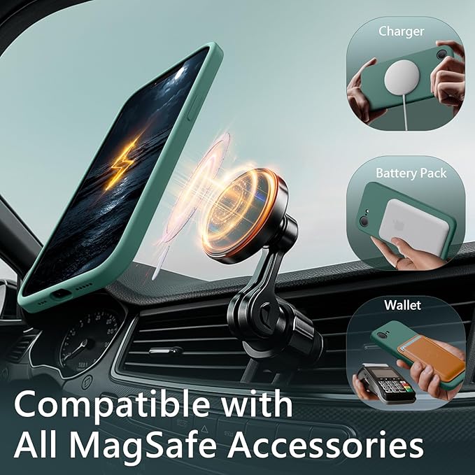 FireNova Magnetic for iPhone 17e Case/iPhone 16e Case, Compatible with MagSafe, [Silicone Camera Protection] Microfiber Lining Phone Case, 6.1", Midnight Green