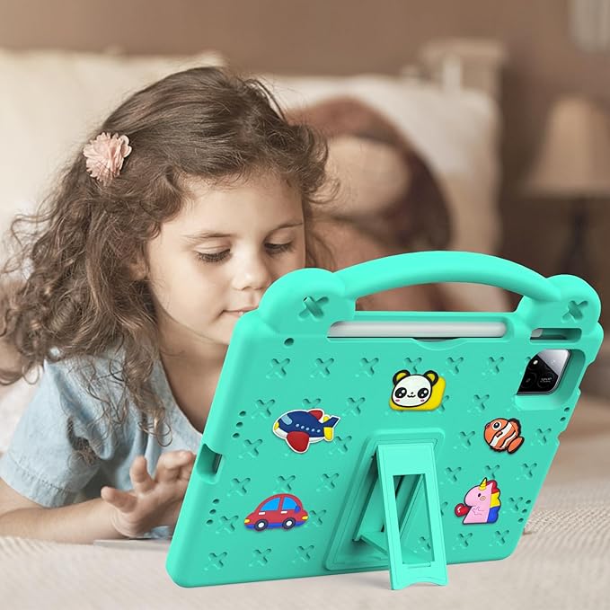 AKABEILA Compatible with Xiaomi Pad 7/Xiaomi Pad 7 Pro 11.2 inch 2024/Xiaomi Pad 8 2025 11.2 inch Tablet Case, Kids Friendly Universal Protective Case with Shoulder Strap & Stand Handle Mint Green