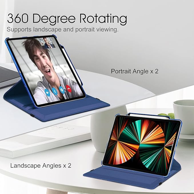 Fintie Rotating Case for iPad Pro 12.9-inch 6th Generation 2022-360 Degree Swiveling Protective Cover with Pencil Holder, Auto Sleep/Wake, Also Fit iPad Pro 12.9" 5th/4th/3rd Gen, Starry Sky