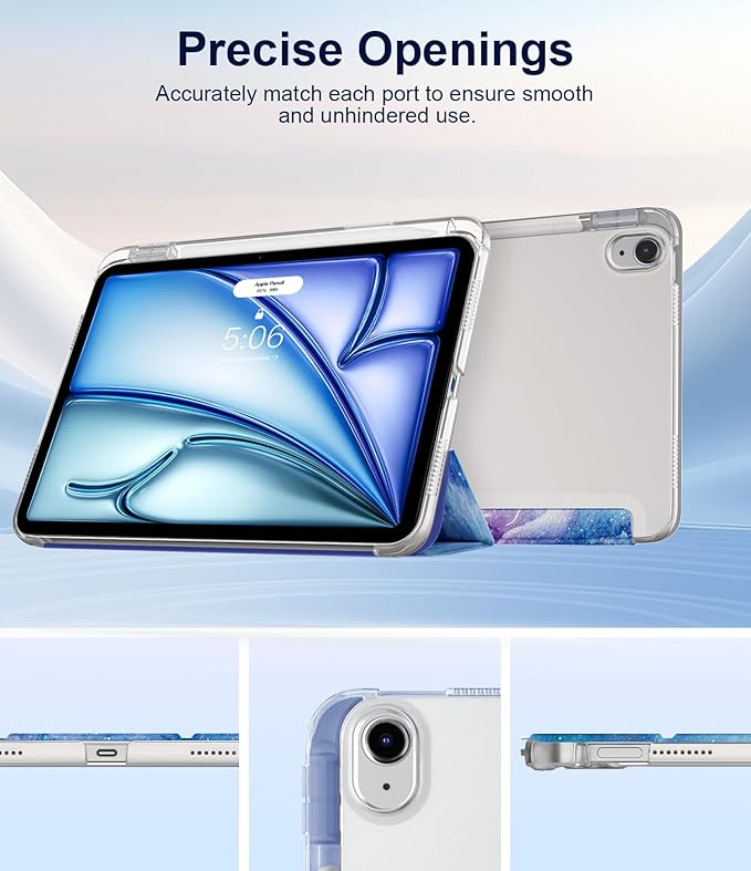 TiMOVO Case for iPad Air 11 Inch M4 2026/M3 2025/M2 2024, iPad Air 5th Generation 2022/4th Gen 2020 10.9 Inch with Pencil Holder, Stand Cover with Translucent Back, Auto Wake/Sleep, Dreamy Nebula