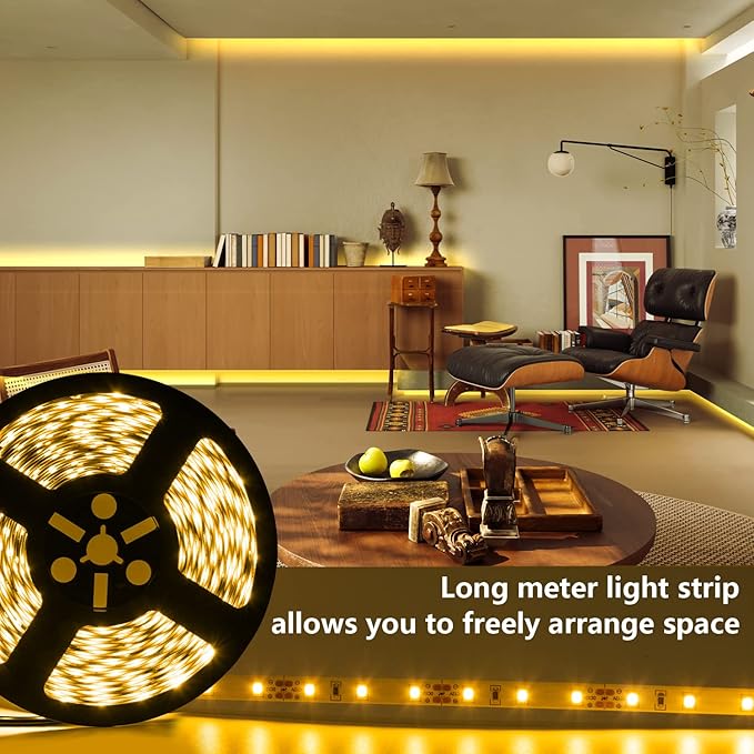 LED Strip Lights 100ft Dimmable 3000K Bright Warm White Strip Lighting, 30M 1800 LEDs 2835 Flexible Ribbon Light 12V LEDs Tape LED Lights for Bedroom Kitchen Home Decoration