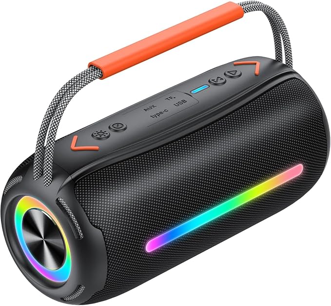 aowoka Bluetooth Speaker Portable Wireless Bluetooth Speakers with HD Stereo Sound, BT 5.4 TWS Pairing, IPX7 Waterproof, 30H Battery Life with Led Light for Outdoor/Party/Sport/Travel/Gifts