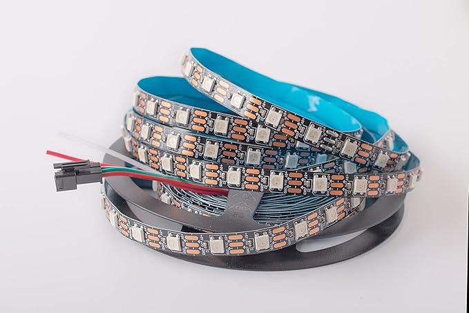 WS2812B LED Strip Individually Addressable Light WS2811 IC WS2812 60Pixels/m SMD 5050 RGB Pixel Strip DC5V (16.4FT 300LEDS Non-Waterproof, Black PCB)