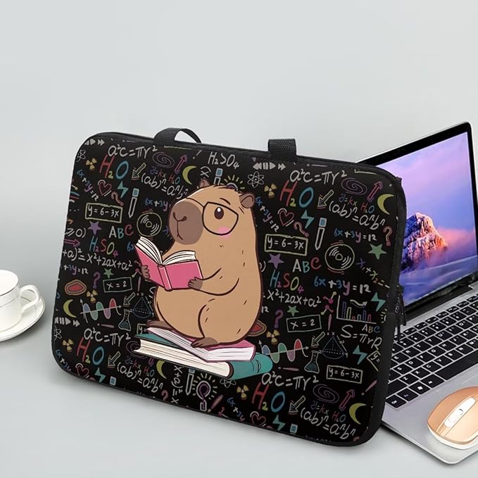 Capybara Formula 15 Inch Laptop Sleeve Protective Laptop Case Tote Bag with Zipper for Women Men Handbag Tablet Carrying Case Shoulder Bag for Business Travel Back to School Supplies