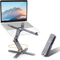 Moallia Laptop Stand with 360 Rotating Base, Computer Notebook Laptop Riser Metal Holder for Desk Collaborative Work, Fully Foldable for Easy Storage, Fits All MacBook, Laptops up to 16 inches, Grey