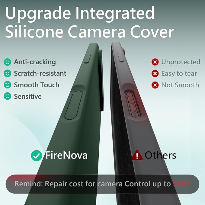 FireNova Magnetic for iPhone Air Case, Compatible with MagSafe, [Integrated Silicone Camera Control Button] [Camera Protection] Microfiber Lining Phone Case for iPhone 17 Air, 6.5", Alpine Green