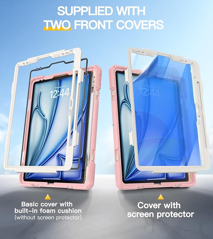 BRAECN Case for iPad Air 13 Inch 2026(M4)/2025(M3)/2024(M2) & iPad Pro 12.9''(2022/2021/2020/2018), Full-Body Protection Screen Protector Pencil Holder 360° Rotating Handle Kicktand Kids Friendly
