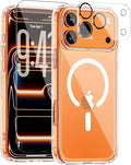for iPhone 17 Pro Case, Compatible with MagSafe, Magnetic Slim Cover, Anti-Yellowing & Shockproof, Full Camera Protection, Includes Screen & Lens Protectors, Clear Protective Case