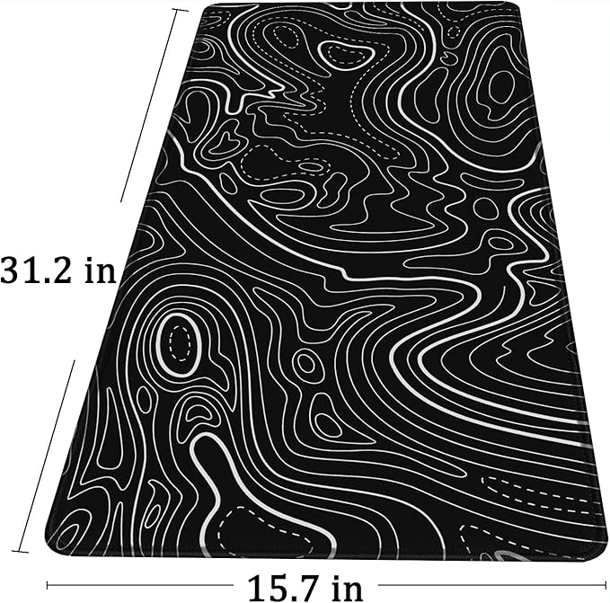 Large Gaming Mouse Pad with Stitched Edges, (31.5X15.7In) Durable Non-Slip Natural Rubber Base, Waterproof Computer Keyboard Pad Mat for Esports Pros, Gamer, Desktop, Office, Home, Terrain Black