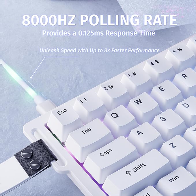ATTACK SHARK X68 HE Rapid Trigger Mechanical Gaming Keyboard 60% Wired TKL with Adjustable Actuation,Hall Effect Magnetic Switch,8KHz Polling Rate,RGB Backlit,Top Mount for PC Mac Esport Gamer(White)
