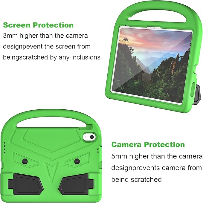 Dteck for iPad 10th Generation Case Kids 10.9 Inch 2022, Durable Lightweight Shockproof Protective Handle Stand EVA Foam Boys Girls Kids Proof Case for iPad 10th Generation 10.9 Inch 2022,Green