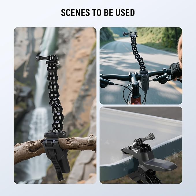 NEEWER Flexible Clamp Mount Compatible with GoPro DJI Action Cameras, Jaw Flex Super Clamp Holder, Desk Pole Clip Mount with Tube & Adapter Accessories for Photography & Video Recording, GP-80