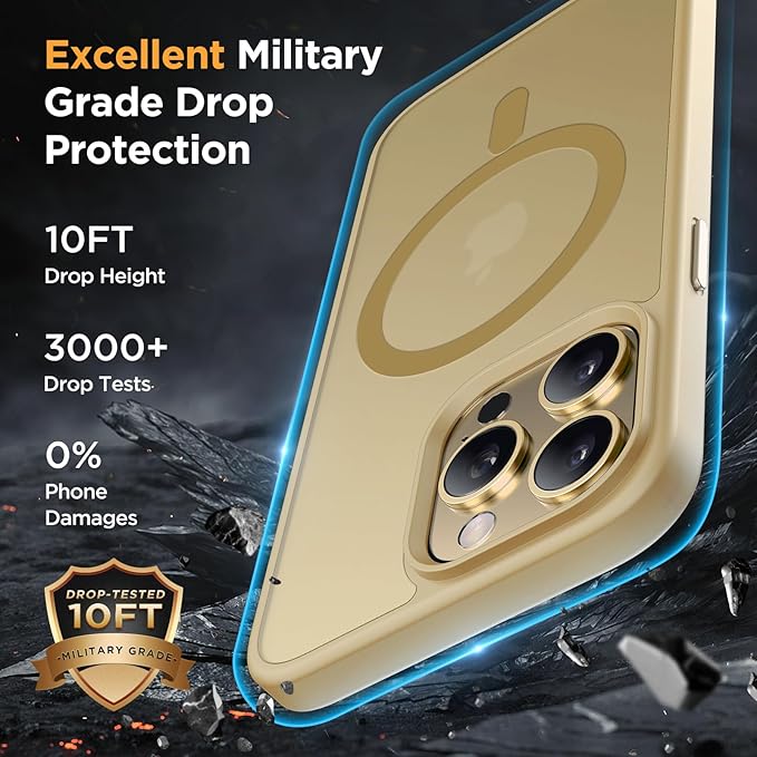 Miracase Magnetic for iPhone 13 Pro Case 6.1 inch (Compatible with MagSafe)（with 2X Screen Protectors） Military-Grade Protection, Anti-Fingerprint Translucent Matte Phone Case Cover, Light Yellow
