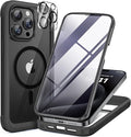 Miracase Magnetic for iPhone 15 Pro Max Case 6.7'' [Compatible with Magsafe] Full-Body Drop Proof Bumper Phone Case for iPhone 15 Pro Max with Built-in 9H Tempered Glass Screen Protector,Black