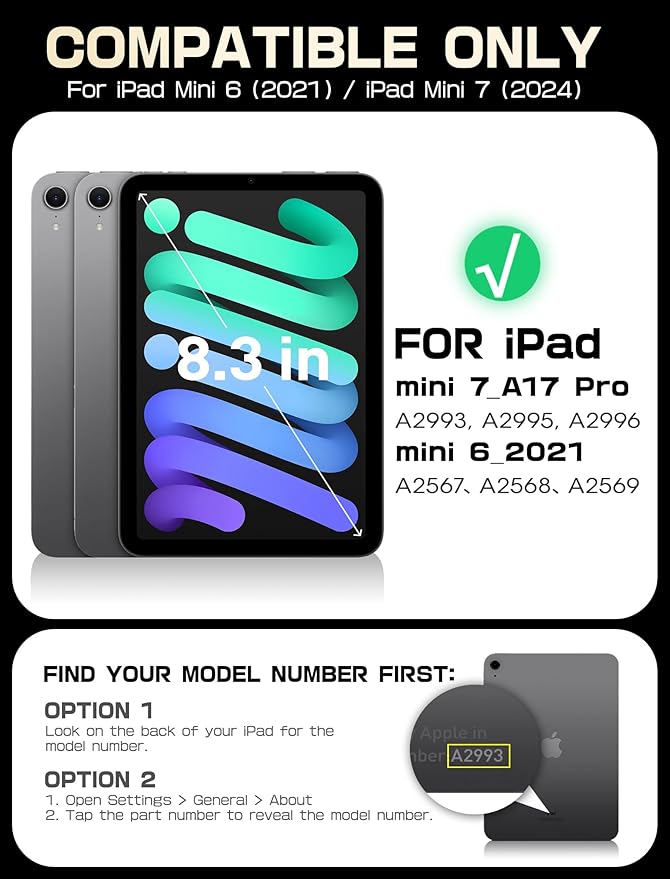 SUPCASE for iPad Mini 7 A17 Pro 2024 Case with Stand (Unicorn Beetle Prism), [Anti-Scratch] [Support Apple Pencil Charging] Slim Protective Clear Cover for iPad Mini 7th/6th Generation 8.3 Inch, Clear