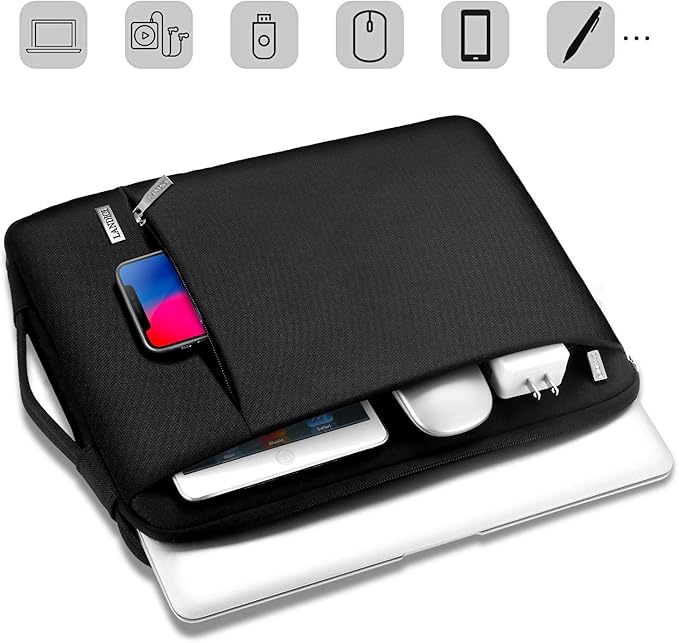 LANDICI 360° Protective Laptop Sleeve 15.6 Inch for MacBook Pro 16 M2/M1,MacBook Air 15,Computer Bag Carrying Case for 15-16 Inch HP Dell Asus Notebook, Slim, Shockproof, Waterproof, Black