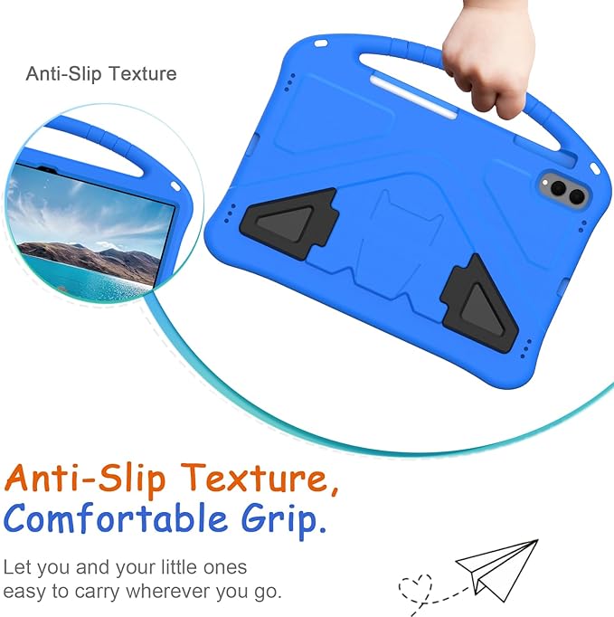 Kids Case for Samsung Galaxy Tab S11 Ultra 2025 14.6" Tablet, Techcircle Light Weight Shock Proof EVA Foam Handle Rugged Stand Protective Case, Blue