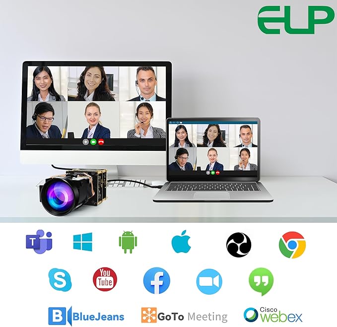 ELP 12X Zoom 4K 30fps USB Camera Module 1080P 60fps HDMI USB Webcam Autofocus Manual Zoom Infrared Remote Control PC Camera H.265 H.264 High Speed Webcamera for Church Streaming Video Conference