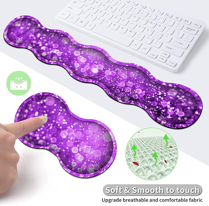 Large Gaming Mouse Pad (31.5x11.8 in), Rubber Base XXL Mousepad with Stitched Edges, Ergonomic Keyboard Wrist Rest, Extended Mouse Mat Desk Pad for Work, Game, Office, Purple Mousepad