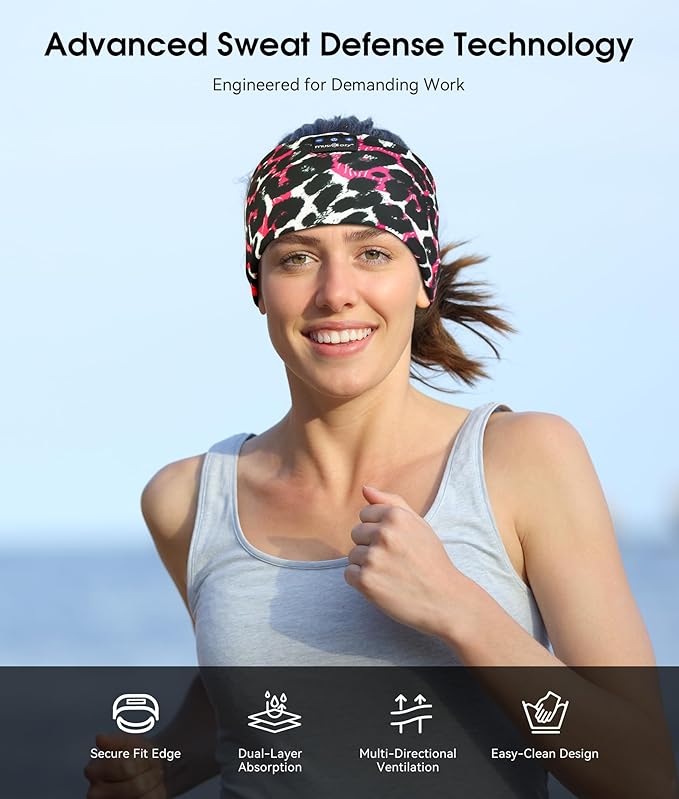 MUSICOZY Sleep Headphones Bluetooth 5.4 Headband, Wireless Earphones Music Sleep Earbuds Sleeping Eye Mask with HD Stereo Speakers for Workout Running Travel Yoga, Ideal Gifts (Black Red Lip)