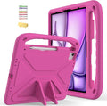 Kids Case for Apple iPad Air 13 inch Tablet M4/M3/M2 (2026/2025/2024) with Pencil Holder, Anti-Slip Handle Slim Lightweight Stand Shockproof Soft EVA Protective Silicone Bumper Cover, Rose